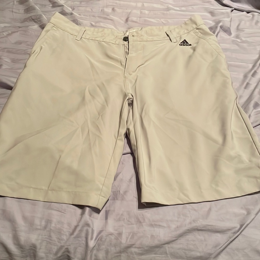 Light gray Adidas shorts 34” waist.